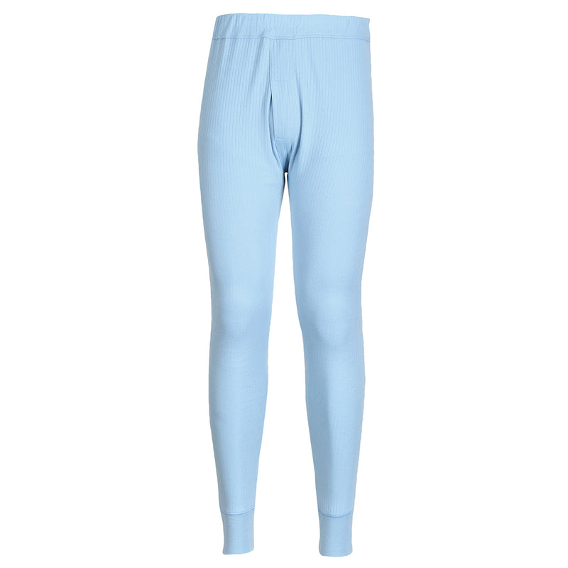 Light blue ribbed thermal long johns with elastic waistband