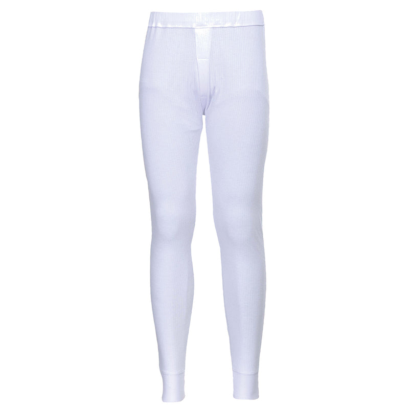 White ribbed thermal long johns with elastic waistband