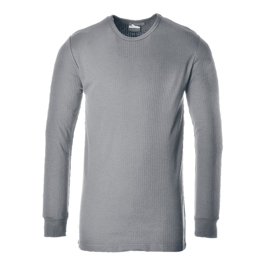 Portwest thermal long‑sleeve T‑shirt in grey with ribbed cuffs
