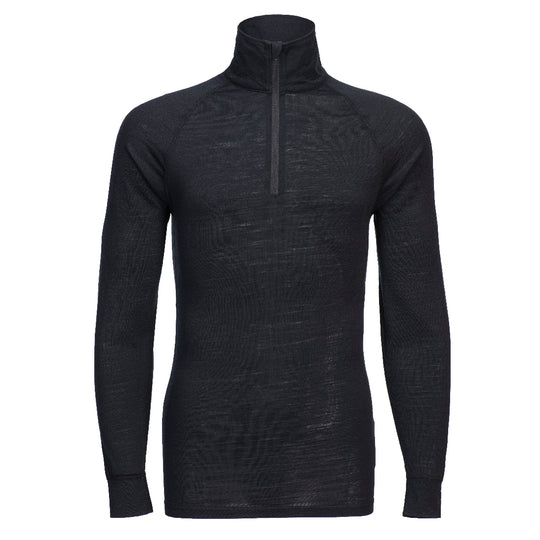 Front view of the black Portwest Merino Wool 1/4 Zip Top B184, showing the zip neck detail.