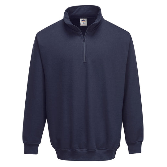 Navy blue Portwest Sorrento Zip Neck Sweatshirt B309 with a comfortable, professional design.