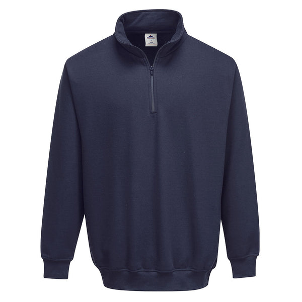Navy blue Portwest Sorrento Zip Neck Sweatshirt B309 with a comfortable, professional design.