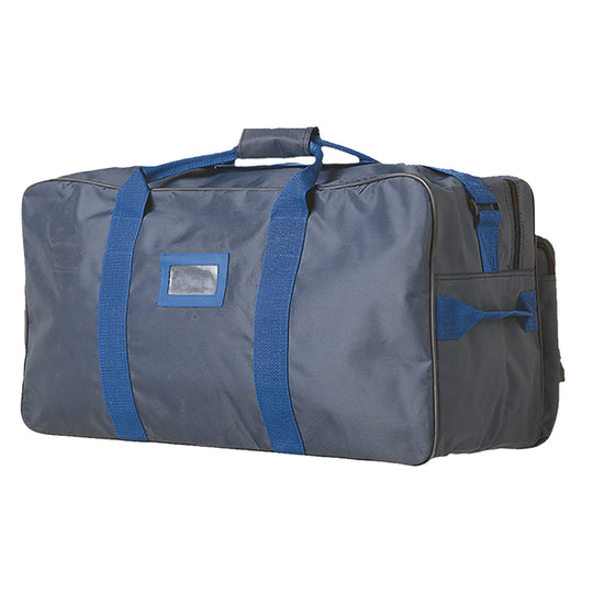 Navy blue Portwest B903 travel bag with multiple zipped compartments.
