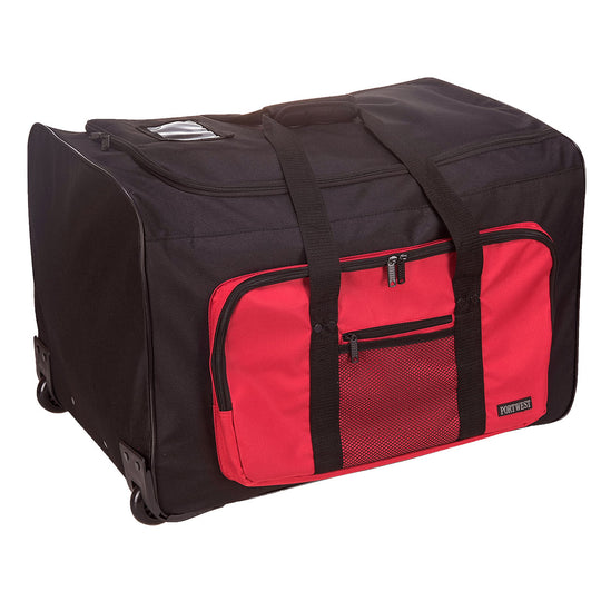 Black Portwest B907 multi-pocket trolley bag with extendable handle.