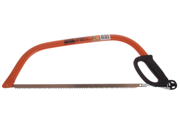 Bahco 10-series bowsaw with a high-visibility orange frame and a knuckle protector.