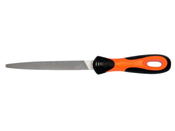 Detailed view of the file's surface and tapered edge on the Bahco Ergo file.