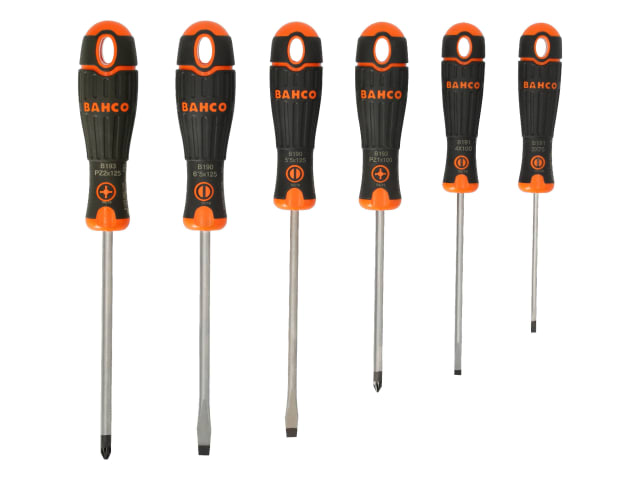 A BahcoFit B219.016 6-piece screwdriver set including Pozidriv and slotted tips.