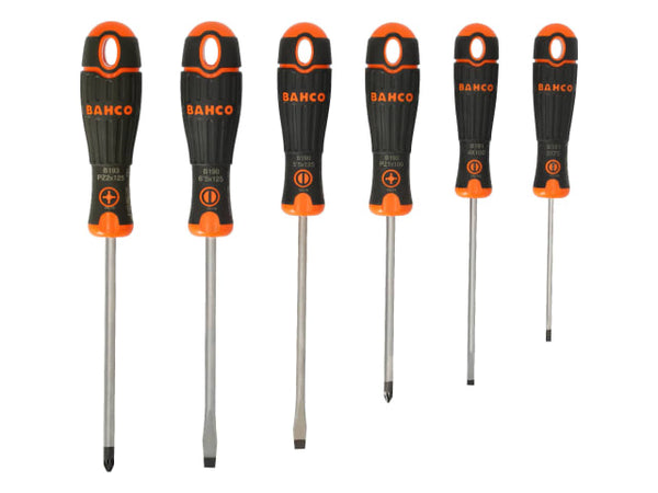 A BahcoFit B219.016 6-piece screwdriver set including Pozidriv and slotted tips.
