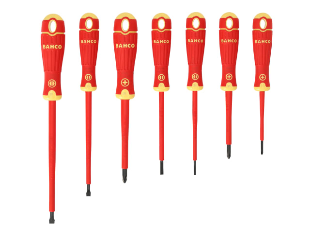 A BahcoFit B220.007 7-piece insulated screwdriver set with assorted tips.