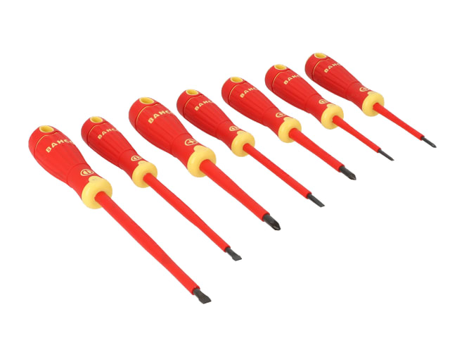 All seven insulated screwdrivers from the BahcoFit B220.017 set shown together.