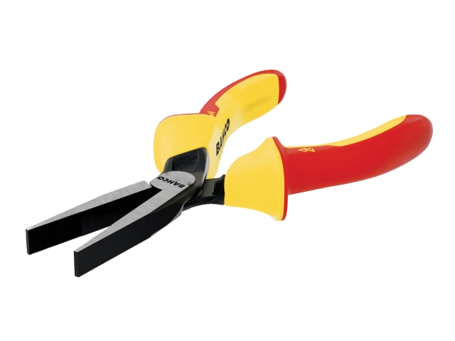 180mm Bahco Ergo insulated flat nose pliers and their safety handles.