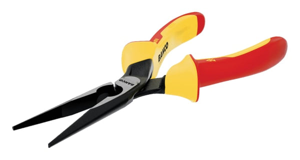 precision tips on the Bahco 140mm insulated long nose pliers.