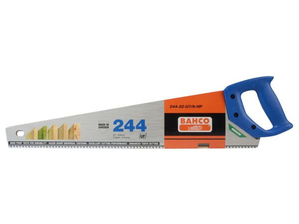 Aggressive toothing on the Bahco 244 hardpoint handsaw blade.