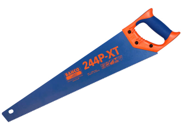 comfortable and striking blue handle on the Bahco 244P-22-XT saw.