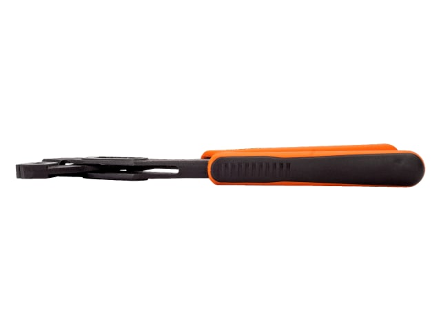 Angled view showing the gripping teeth on the jaws of the Bahco slip joint pliers.