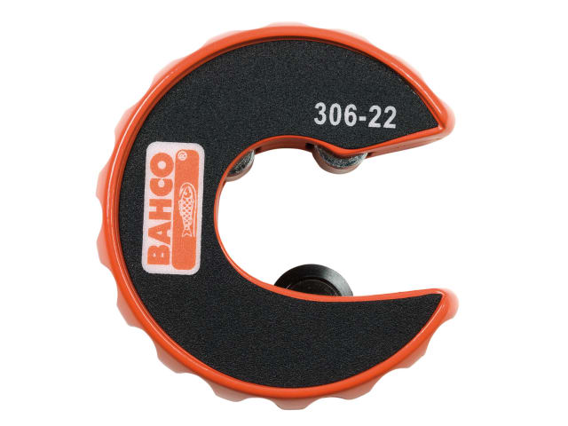 Close-up showing the cutting wheel of the green Bahco Slice tube cutter.