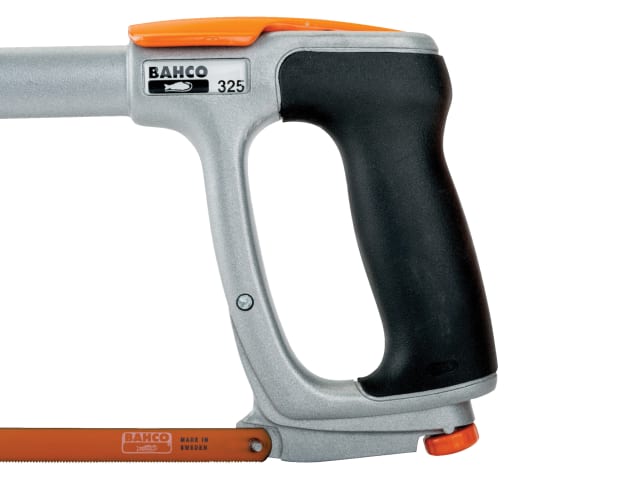 The Bahco 325 Ergo hacksaw shown in its alternative 55-degree blade mounting position.