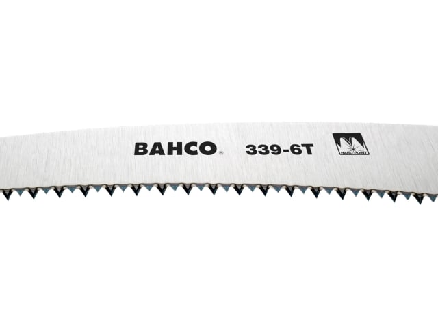 The Bahco 339-6T pruning saw shown attached to a telescopic pole for high reach.
