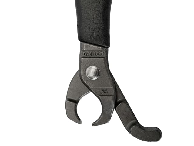 View of the striking face on the back of the Bahco 36 nail puller's head.
