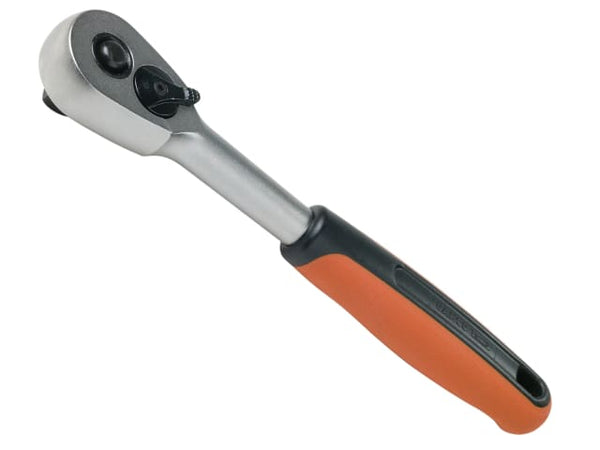 A Bahco SBS750 3/8-inch drive ratchet with a polished chrome finish and a slim head design.