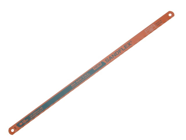 A 10-pack of Bahco 3906 Sandflex hacksaw blades with 18 TPI, suitable for thick metals.