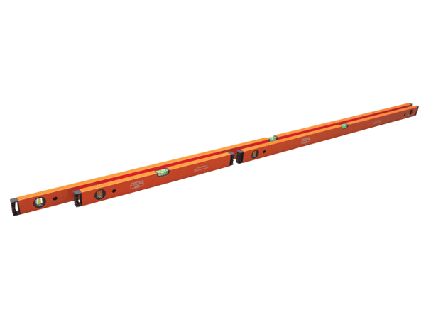 A Bahco 416 series 3-piece spirit level set including 600mm, 1200mm, and 1800mm levels.