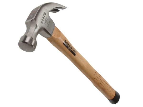 A Bahco 427 claw hammer with a 16oz head and a durable, traditional hickory handle.