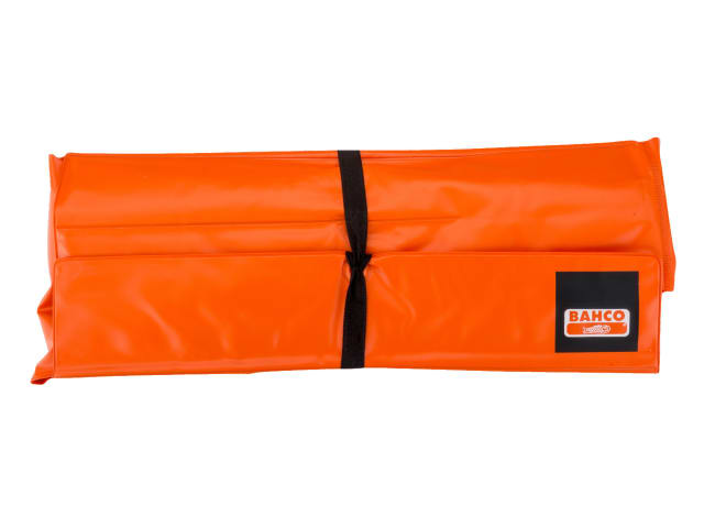 The Bahco 250mm Ergo engineering file set shown organized in its black wallet.
