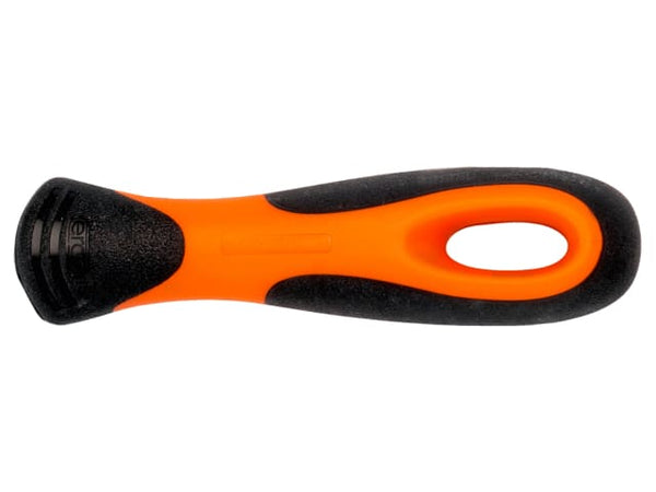 Angled view of the Bahco Ergo oval file handle, showing its comfortable, textured grip.