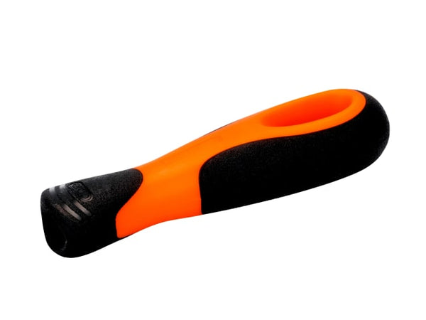 A Bahco Ergo round-shaped handle for shaped files, with a black and orange design.