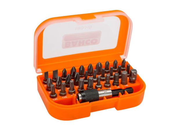 A Bahco 59/S31 bit set, 31 pieces, including assorted bits in a compact case.