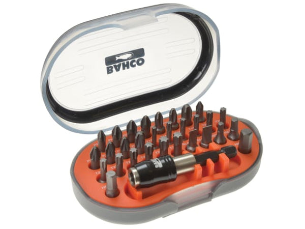 A Bahco 60T/311 bit set, 31 pieces, featuring high-performance steel bits in a compact case.