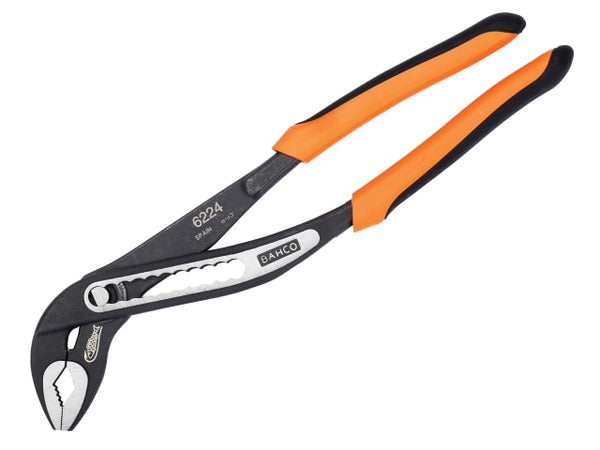 A pair of Bahco 6224 slip joint water pump pliers, 250mm, with black comfort grips.
