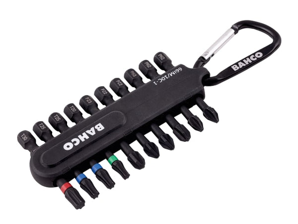 A Bahco 66IM/10C-1 heavy-duty 10-piece torsion bit set for impact drivers, in a compact case.