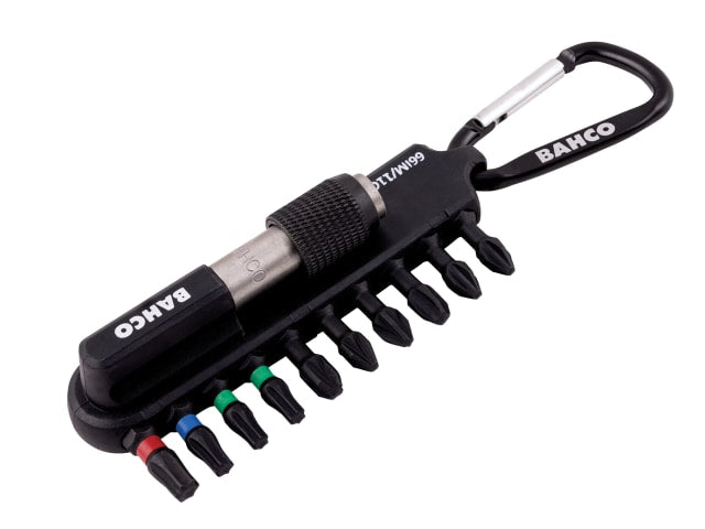 A Bahco 66IM/11C-1 heavy-duty 11-piece torsion bit set, including a magnetic bit holder.