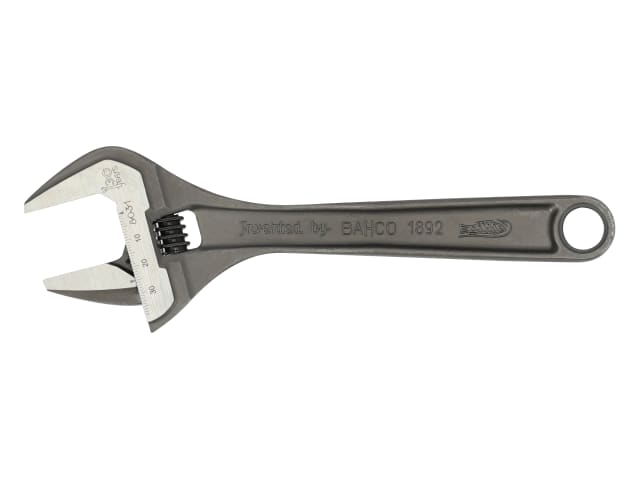 Close-up of the laser-etched jaw on the Bahco 130th Anniversary wrench.
