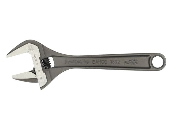 Close-up of the laser-etched jaw on the Bahco 130th Anniversary wrench.