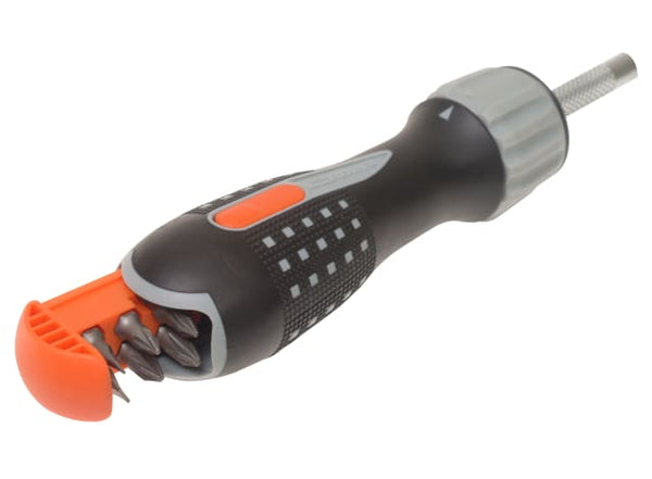The Bahco 808050L screwdriver with its LED light illuminated for visibility.