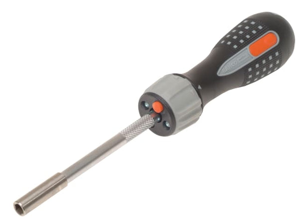 Bahco 808050L ratchet screwdriver with a powerful LED light and 6 bits.