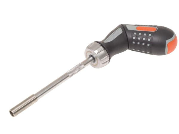 Bahco 808050P pistol grip ratchet screwdriver with a pivoting handle.