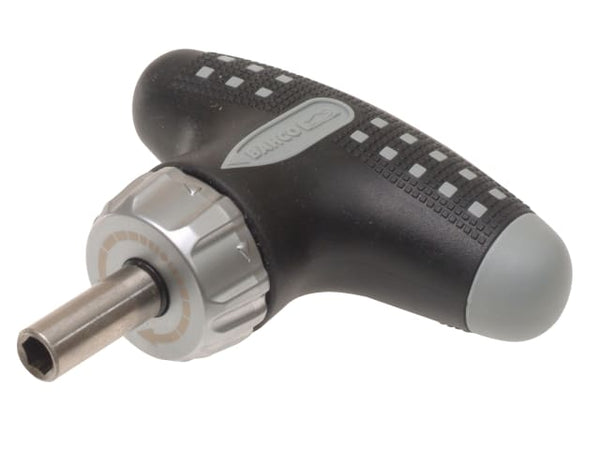 Bahco 808050TS stubby ratchet screwdriver with a versatile T-handle design.