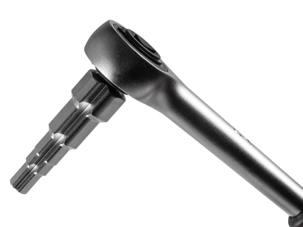 A Bahco 1/2-inch valve ratchet set in a black and red protective case.