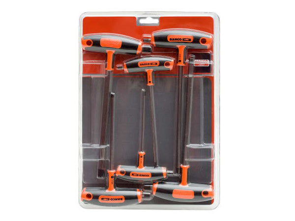 The Bahco 6-piece T-handle hex screwdriver set shown in its retail packaging.