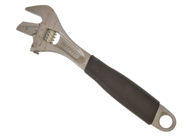 Bahco 90 series adjustable wrench with a versatile chrome reversible jaw.