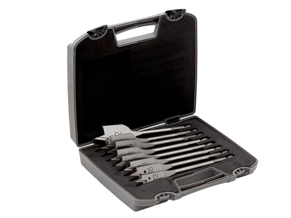 An 8-piece Bahco flat bit set in a compact and durable plastic storage case.