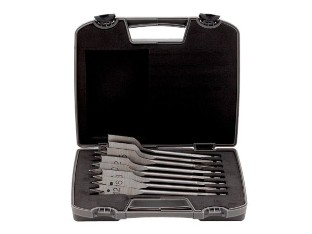 The Bahco 8-piece flat bit set with its case open to show all included sizes.