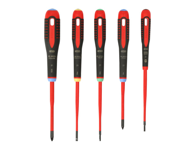 Bahco BE-9872SL ERGO VDE Insulated Screwdriver Set, 5 Piece