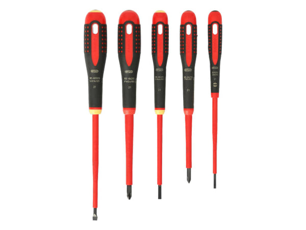 A 5-piece Bahco Ergo VDE insulated screwdriver set for professional electricians.