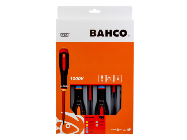 Packaging for the Bahco 6-piece Ergo VDE insulated screwdriver set.