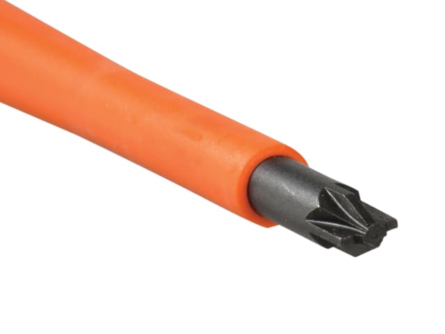 A close-up view of the tips of the two screwdrivers in the Bahco VDE set.